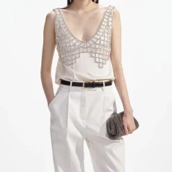 self-portrait Satin Diamante Bralette Top