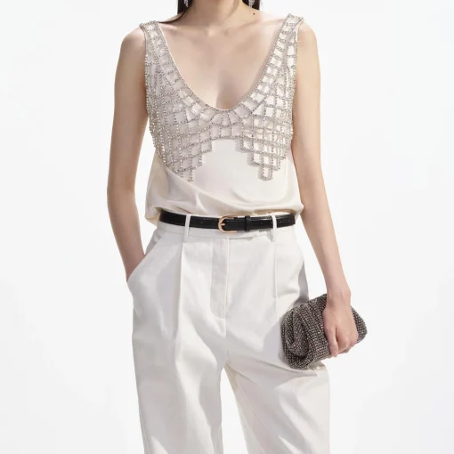 self-portrait Satin Diamante Bralette Top