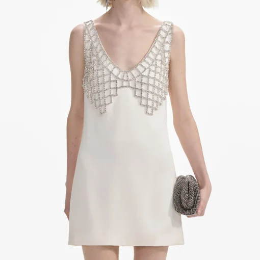 self-portrait Satin Diamante Bralette Mini Dress