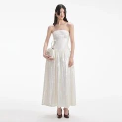 self-portrait Sequin Bandeau Midi Dress