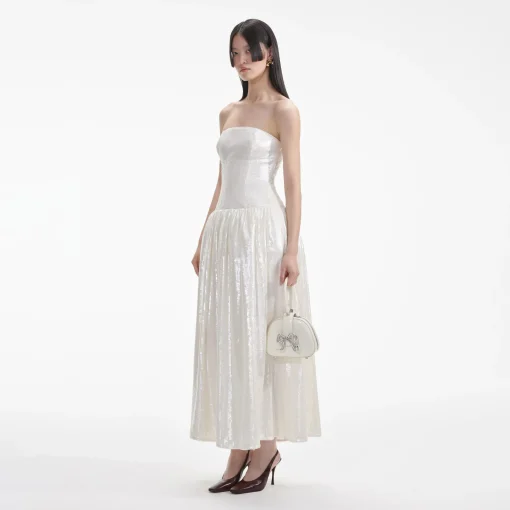 self-portrait Sequin Bandeau Midi Dress