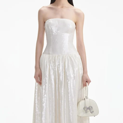 self-portrait Sequin Bandeau Midi Dress