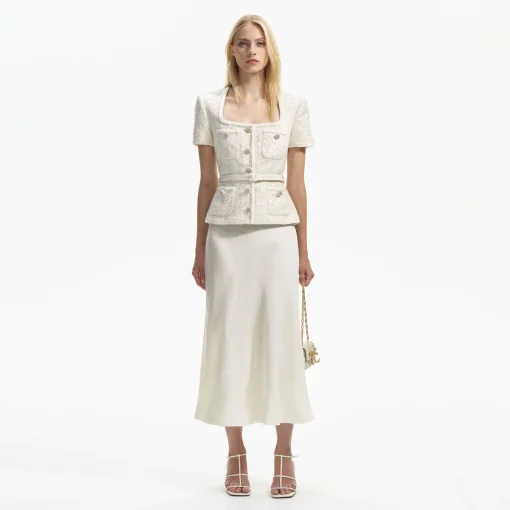 self-portrait Sequin Boucle Midi Dress