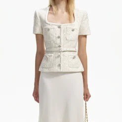 self-portrait Sequin Boucle Midi Dress