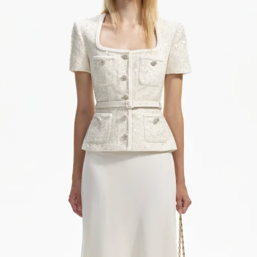 self-portrait Sequin Boucle Midi Dress