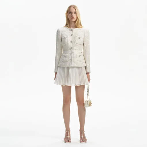 self-portrait Sequin Boucle Tailored Mini Dress