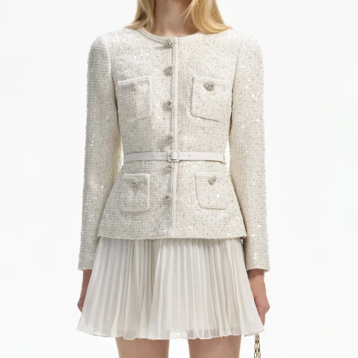 self-portrait Sequin Boucle Tailored Mini Dress