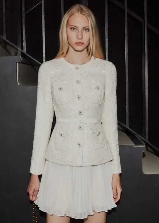 self-portrait Sequin Boucle Tailored Mini Dress