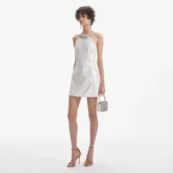 self-portrait Sequin Halter Mini Dress