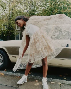 Kids self-portrait Sequin Tulle Cape