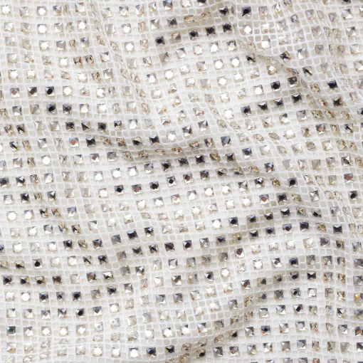 self-portrait Square Rhinestone Fishnet Midi Dress