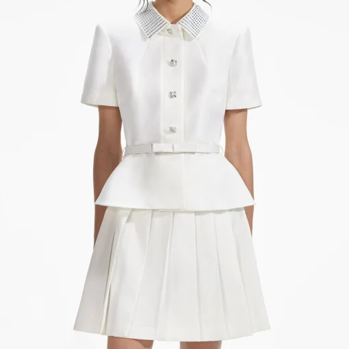 self-portrait Taffeta Diamante Mini Dress