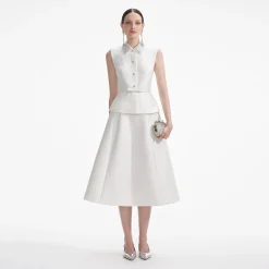 self-portrait Taffeta Diamante Midi Dress