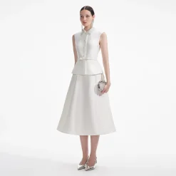 self-portrait Taffeta Diamante Midi Dress