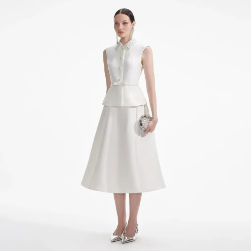 self-portrait Taffeta Diamante Midi Dress