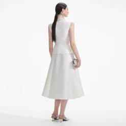 self-portrait Taffeta Diamante Midi Dress