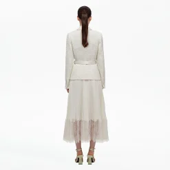 self-portrait Tailored Bouclé And Chiffon Midi Dress