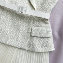 self-portrait Tailored Bouclé And Chiffon Midi Dress