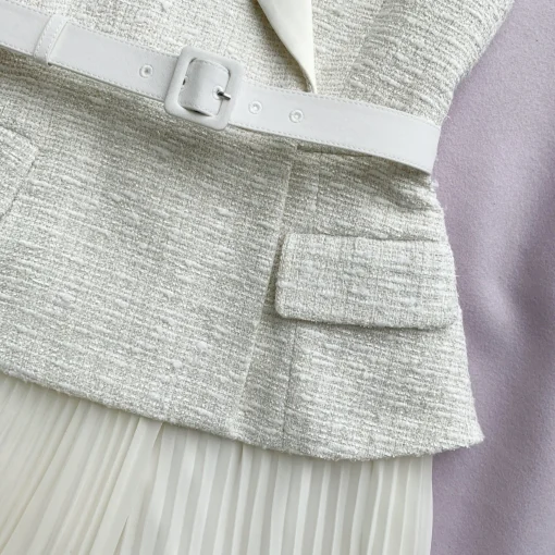 self-portrait Tailored Bouclé And Chiffon Midi Dress