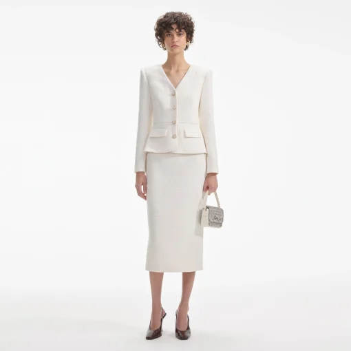 self-portrait Tinsel Boucle Midi Dress