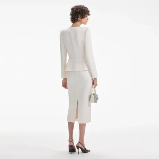 self-portrait Tinsel Boucle Midi Dress