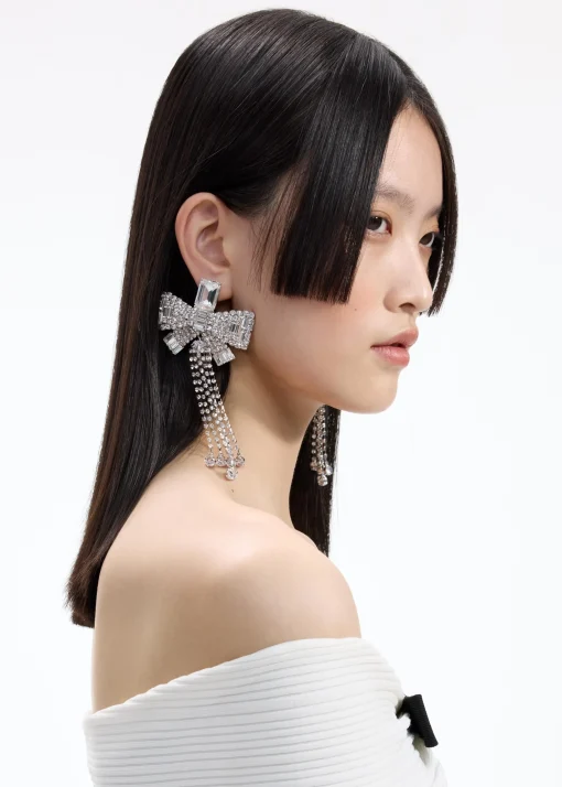 self-portrait Bow Droplet Earrings