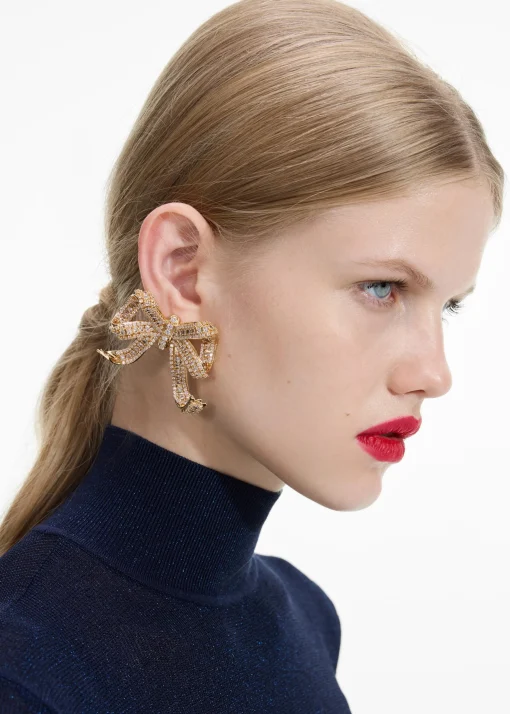 self-portrait Crystal Bow Earrings