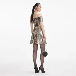 self-portrait Sequin Off Shoulder Mini Dress