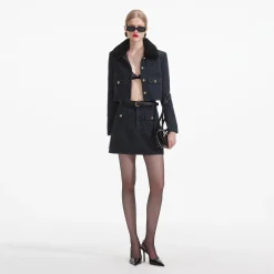 self-portrait Textured Denim Mini Skirt