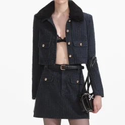 self-portrait Textured Denim Mini Skirt