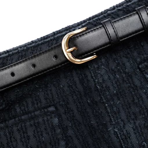 self-portrait Textured Denim Mini Skirt