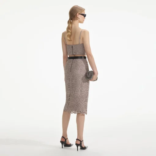 self-portrait Lace Midi Skirt