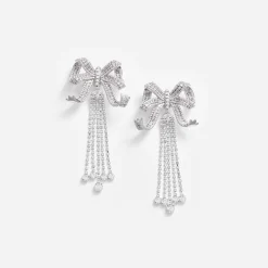 self-portrait Crystal Bow Droplet Earrings
