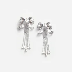 self-portrait Crystal Bow Droplet Earrings