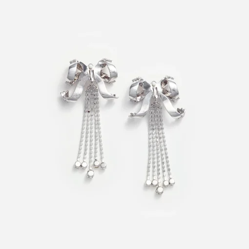 self-portrait Crystal Bow Droplet Earrings