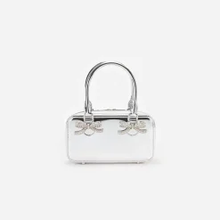 self-portrait Silver Leather Mini Tote Bag