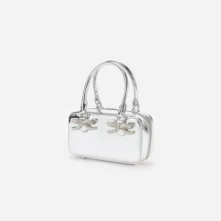 self-portrait Silver Leather Mini Tote Bag