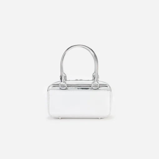 self-portrait Silver Leather Mini Tote Bag