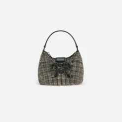self-portrait Rhinestone Chainmail Crescent Bag