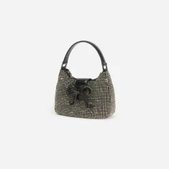 self-portrait Rhinestone Chainmail Crescent Bag