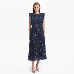 self-portrait Floral Chiffon Midi Dress
