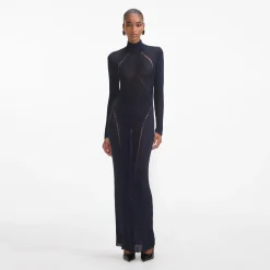 self-portrait Lurex Knit Maxi Dress