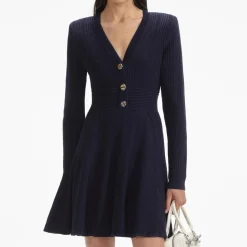 self-portrait Pointelle Knit Mini Dress
