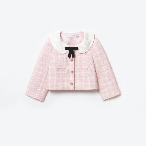 Kids self-portrait Check Boucle Jacket