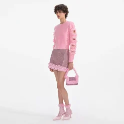 self-portrait Crystal Chainmail Mini Skirt