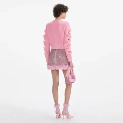 self-portrait Crystal Chainmail Mini Skirt