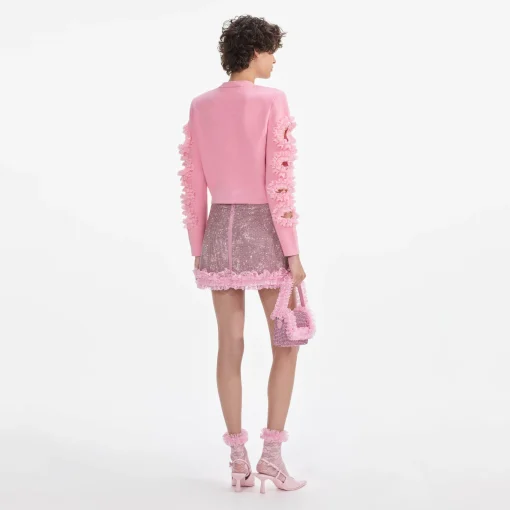 self-portrait Crystal Chainmail Mini Skirt