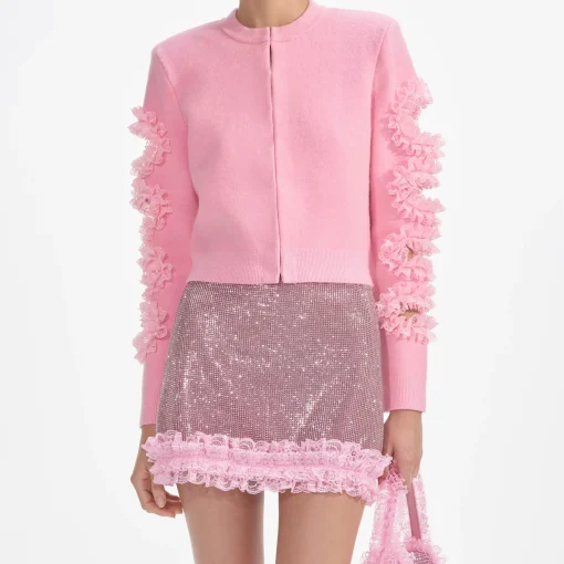 self-portrait Crystal Chainmail Mini Skirt