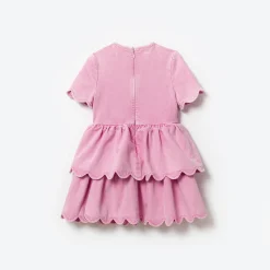 Kids self-portrait Denim Mini Dress With Scallop Hem