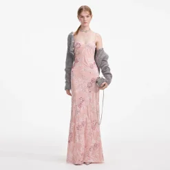 self-portrait Embellished Velvet Maxi Dress